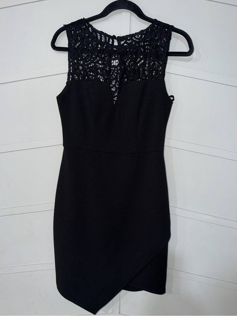 Classic Black Lace Yoke Sheath Dress